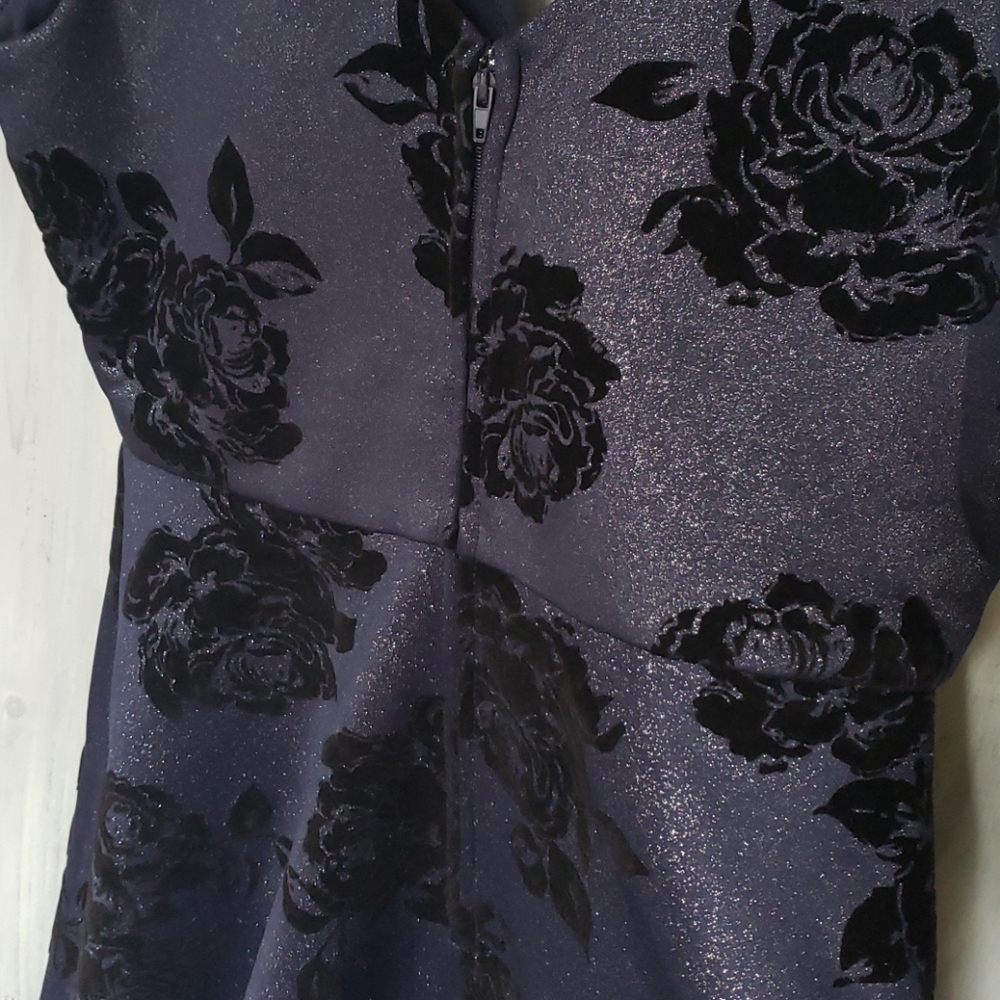 Mi Ami Glitter Navy Black Rose Cocktail Dress NWOT - Picture 6 of 15